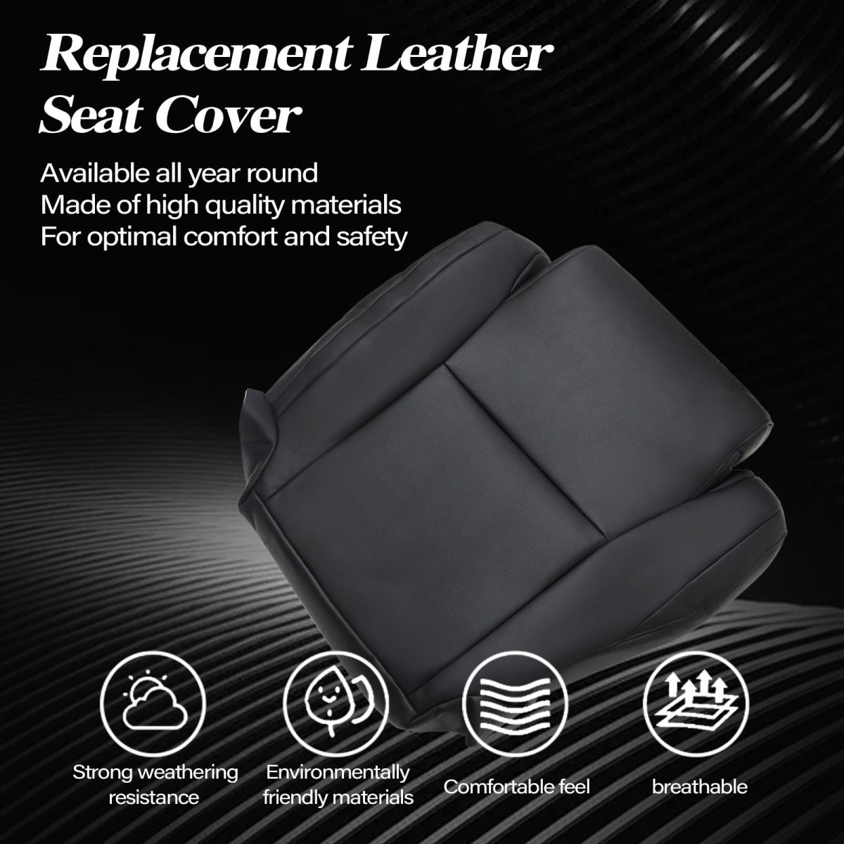 Driver Side Bottom Replacement Leather Seat Cover Black For Toyota Tundra Sequoia 2007 2008 2009 2010 2011 2012 2013 Interior