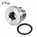 Uxcell Stainless Steel Inner Hex Head M20x1 5 Pipe Fitting Plug With Seal Ring For Terminate Ends 2pcs