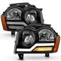 Oled Drl Tube Halogen Headlights Headlamps For 2005-2007 Jeep Grand Cherokee Black Housing Clear Lens Left Right Side Pair Set 