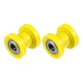 2 Pc 10mm Drive Chain Pulley Adjustment Tensioner Rubber Wheel Guide For Street Bike Motorcycle Atvs Yellow 