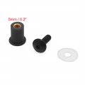 Uxcell 6 Set Black 5mm Thread Diameter Motorcycle Windscreen Windshield Screw Nut