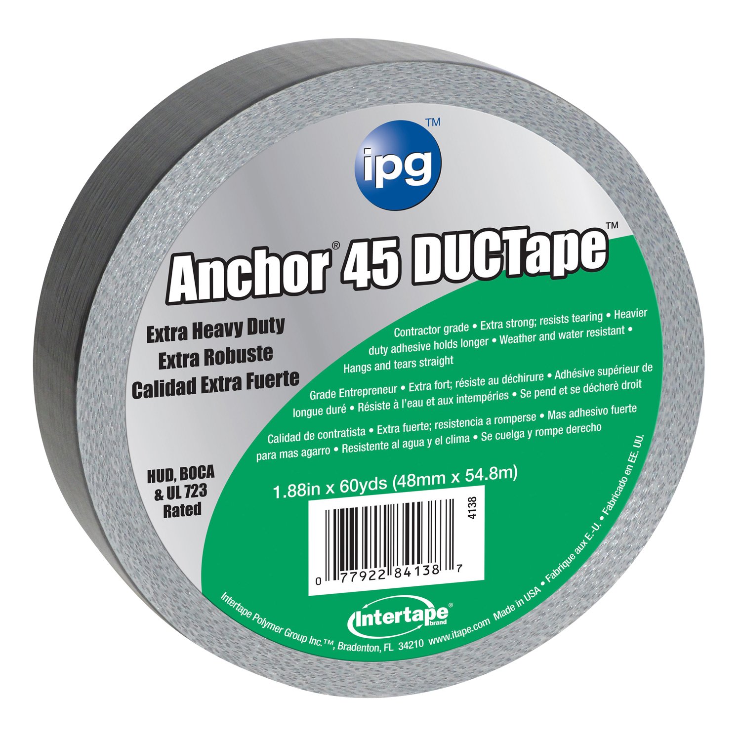 Intertape Polymer Group 4138 Ac45 12mil Ductape 1 88inch X 60yard Silver