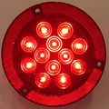 8 Pack 4 In Red 12 Led Stop Tail Turn Lights Flange Mount For Trucks And Semi Trailers El-1042312r Waterproof Polycarbonate 