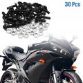 Uxcell 30pcs M6 Black Aluminum Alloy Hex Socket Head Motorcycle Bolts Bumper Screws Nuts Universal Replacement