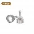 Uxcell M3x8mm Knurled Thumb Screws 4pcs Brass Bolts With Shoulder Grip Knobs Fasteners Silver Tone
