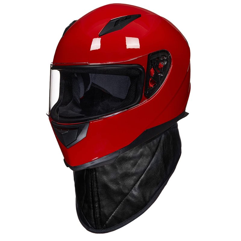 Ilm Full Face Motorcycle Street Bike Helmet With Removable Winter Neck Scarf 2 Visors Dot Model-jk313 L Bright Red