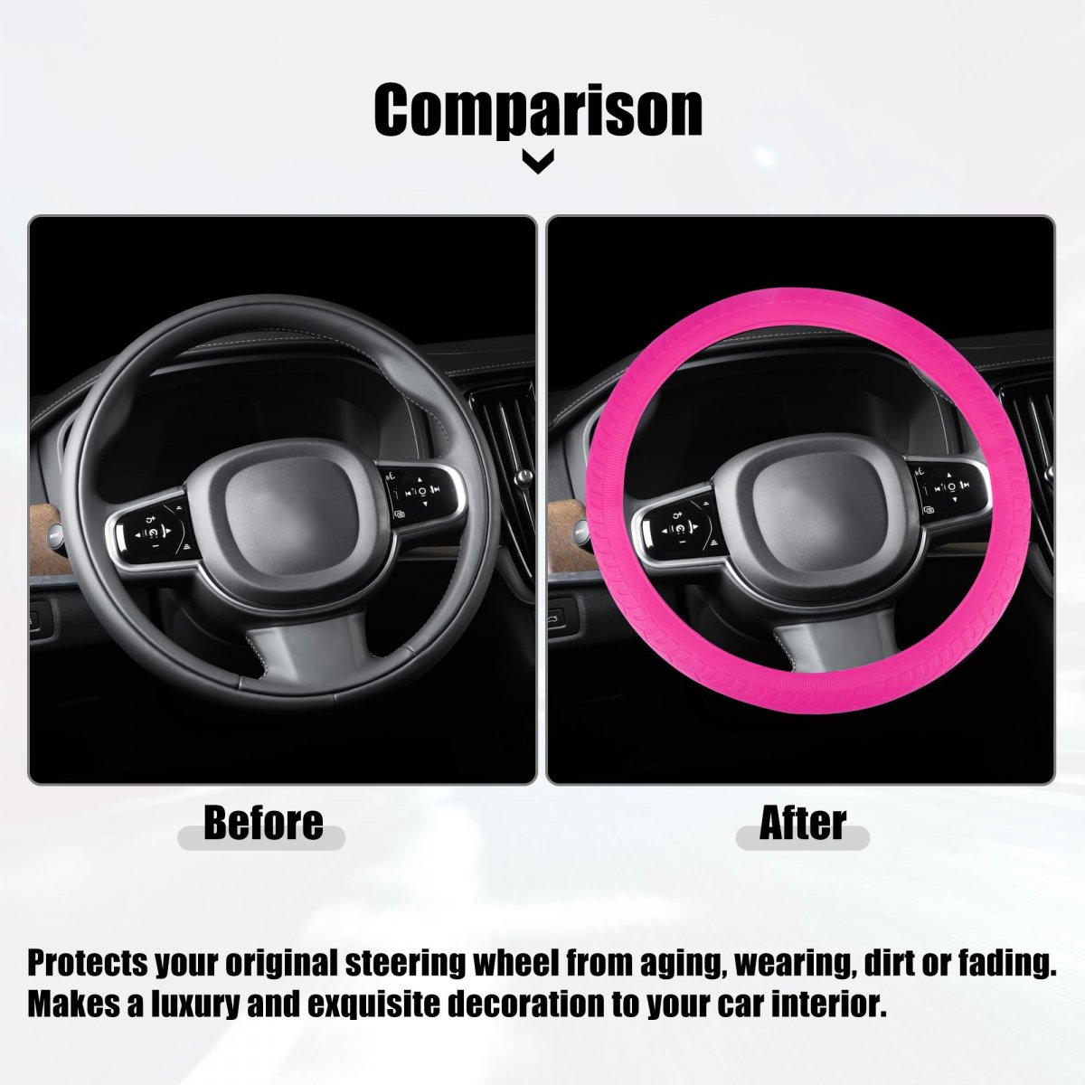 Universal Silicone 14 6 37cm Steering Wheel Cover Foldable Tire Design Protector Interior Trim For Car Rose Red