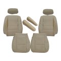 Secos 8pc Driver Passenger Bottom Top Leather Seat Cover Tan Headrest Armrest For Toyota Sequoia Tundra 2000 2001 2002 2003 