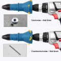 Rivetelectric Nutcordless Riveting Tool Blind Rivet Drill Adapter Convert To Rivetinsert Nut Blue