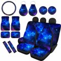 Ystardream Blue Galaxy Car Seat Cover Full Set Soft Front Back Protector With Steering Wheel Belt Pads Floor Mats For Women Men 
