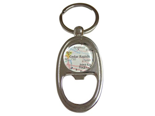 Cedar Rapids Iowa Map Key Chain Bottle Opener