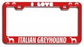 I Love Italian Greyhound Dogs Metal License Plate Frame Tag Holder Universal Fit For Car Suv Truck Stainless Steel 12 5 X 6 In 