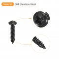 Uxcell 5mm X 25mm Phillips Pan Head Self-tapping Screw 50pcs 304 Stainless Steel Round Wood Full Thread Black