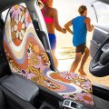 Drydeepin 70s 80s Waterproof Car Seat Cover Protector Fronts Only Wavy Swirl Hippie Daisy Washable Bucket Cooling Seat Covers