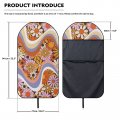 Drydeepin 70s 80s Waterproof Car Seat Cover Protector Fronts Only Wavy Swirl Hippie Daisy Washable Bucket Cooling Seat Covers