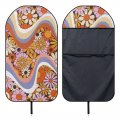Drydeepin 70s 80s Waterproof Car Seat Cover Protector Fronts Only Wavy Swirl Hippie Daisy Washable Bucket Cooling Seat Covers