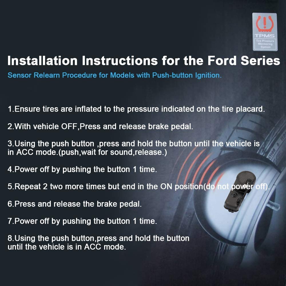 Tire Pressure Monitoring System Sensor 4pcs 315mhz Ford Lincoln Mercury Programmed Tpms Sensors 819133-5210-1838475751 For