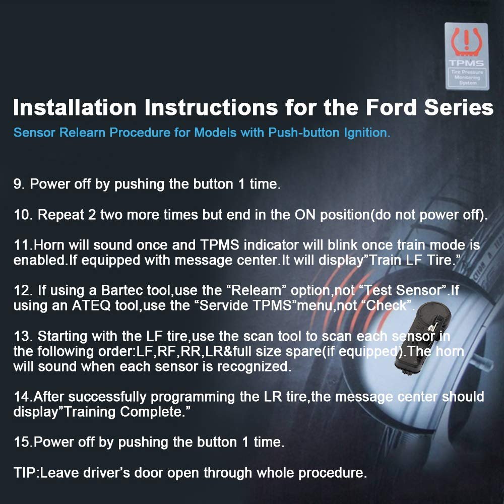 Tire Pressure Monitoring System Sensor 4pcs 315mhz Ford Lincoln Mercury Programmed Tpms Sensors 819133-5210-1838475751 For