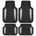 Motor Trend Chrometech Car Floor Mats Full Set Durable Rubber For Cars With Two Tone Accent All Weather Interior Protection 