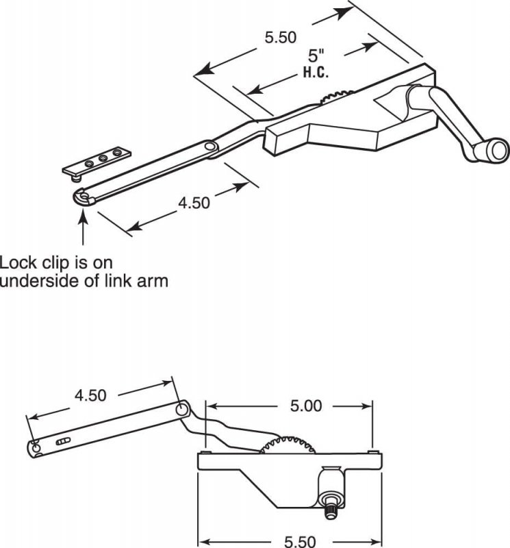 Right Hand Bronze Dyad Casement Window Operator 4-1 2 Link Arm
