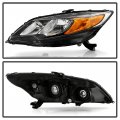 Factory Style Halogen Headlights For 2014-2015 Honda Civic 2-door Coupe Black Housing Clear Lens Direct Replacement Left Driver 