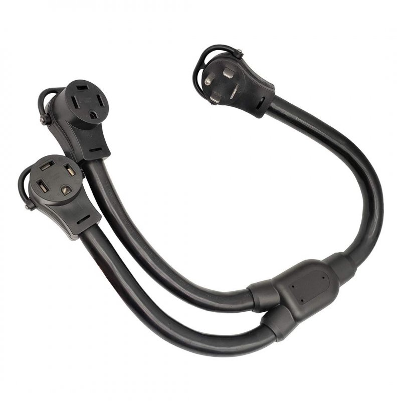 Parkworld 886191 Nema 14-60 Splitter Cord Adapter 14-60p Male Plug To 2 14-60r Female Connector Black 3ft