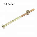 Uxcell M6x120mm Furniture Bolt Nut Set Hex Socket Screw 55mm Thread Length With Barrel For Beds Headboards Chairs 10 Sets