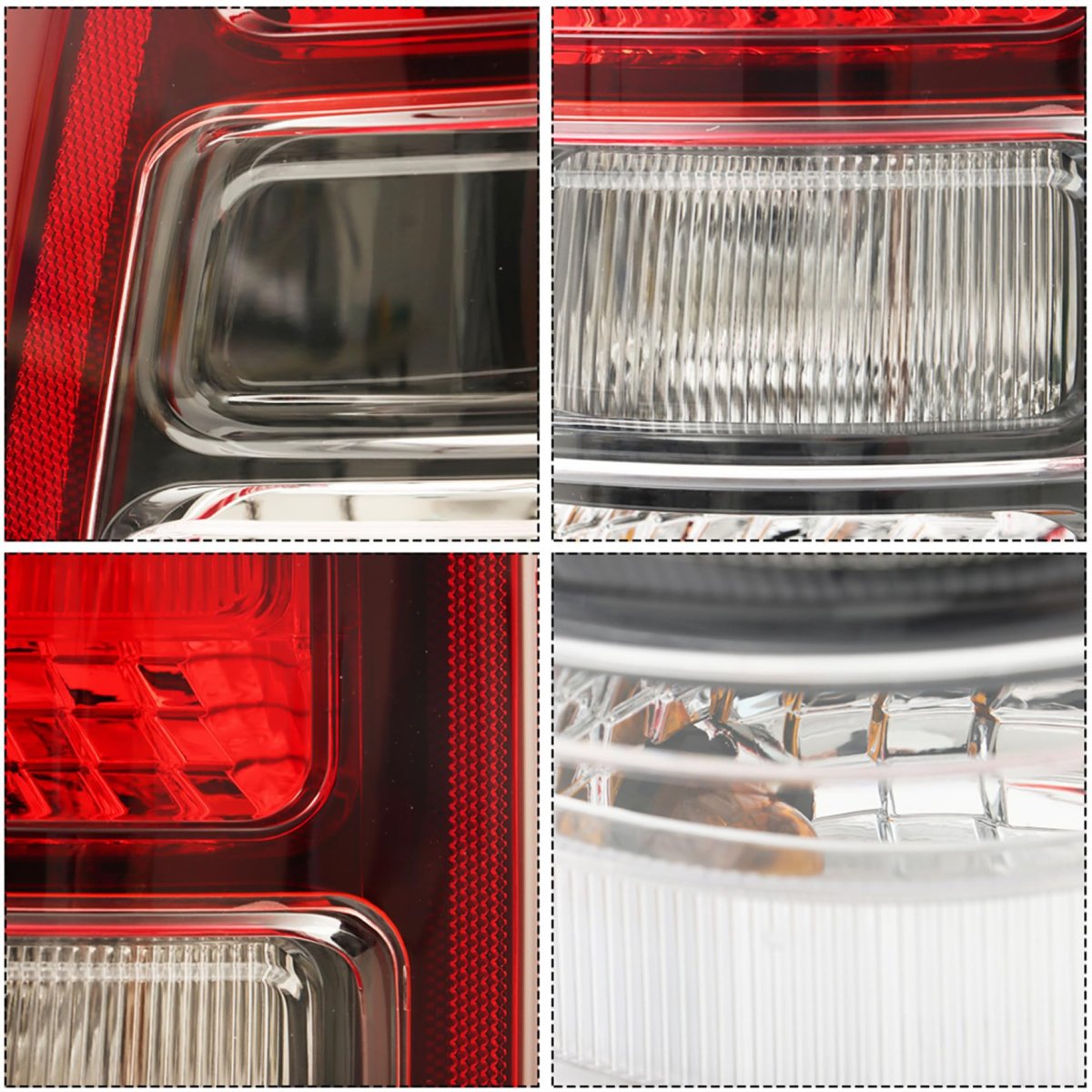 Left Side Tail Light Brake Replacement For Ram 1500 2019-2023 Halogen Red Lens Bezel Rear Lamp