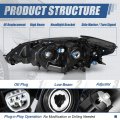 Auto Dynasty Lx2519139 Led Drl Projector Headlight Lamp Compatible With Lexus Es300h Es350 2013-2015 Passenger Right Side