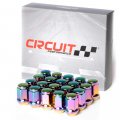 Circuit Performance 12x1 5 Neo-chrome Closed End Bulge Acorn Lug Nuts Cone Seat Forged Steel 20 Pieces