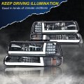 G-plus Led Drl Headlights Compatible With 1999 2000 2001 200 2003 2004 2005 2006 Silverado Suburban Bumper Headlamp Smokya