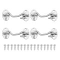 4pcs 3 Hook And Eye Latch Barn Door Lock Stainless Steel Cabin Privacy Gate Hooks For Window Sliding Fence Shed Silver 