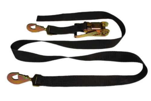 Auto Car Hauler Ratchet Axle Straps 2 In X 10 Ft Black Polyester Webbing With Twisted Snap Hooks And Long Wide Handle 3333 Lb