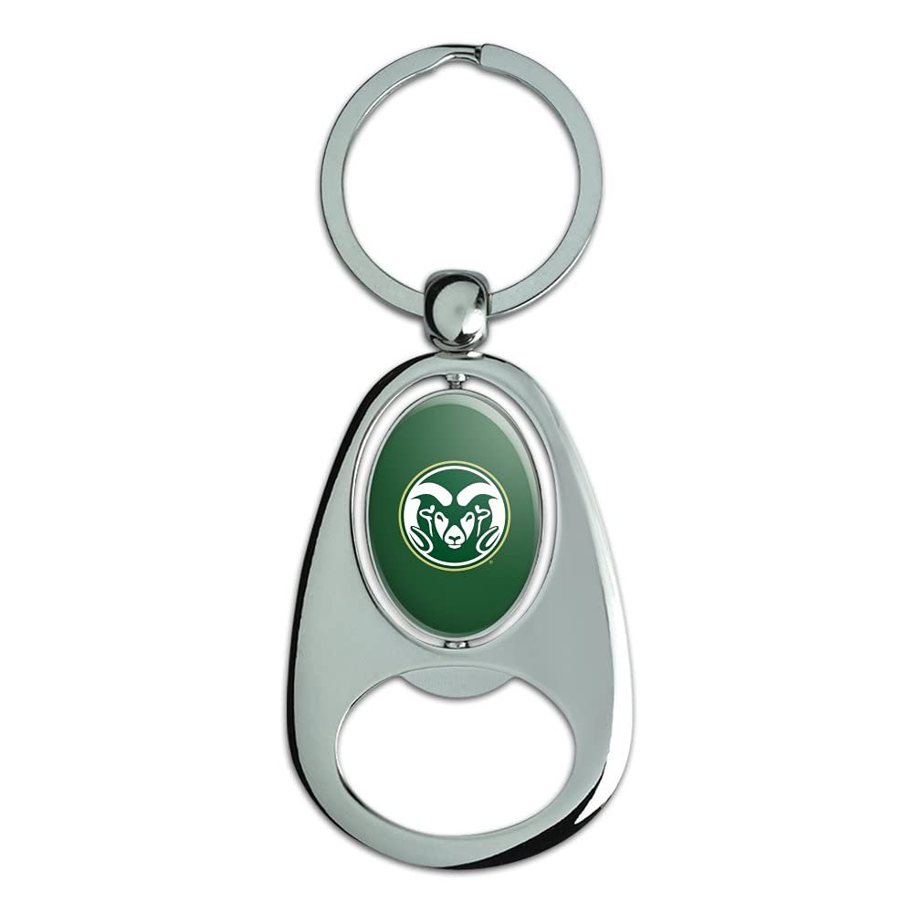Graphics More Colorado State Primary Logo Keychain Chrome Metal Spinning Oval Bottle Opener