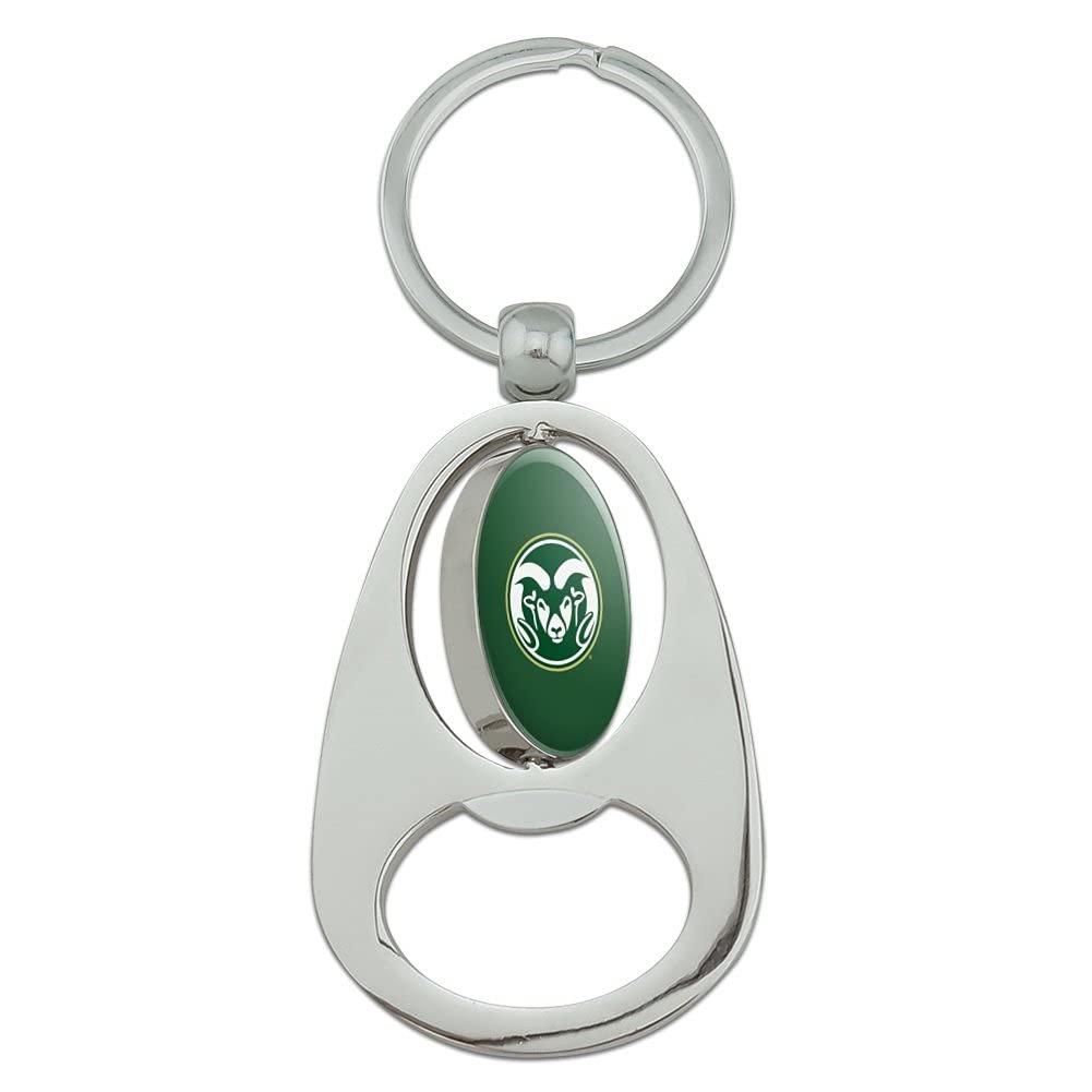 Graphics More Colorado State Primary Logo Keychain Chrome Metal Spinning Oval Bottle Opener