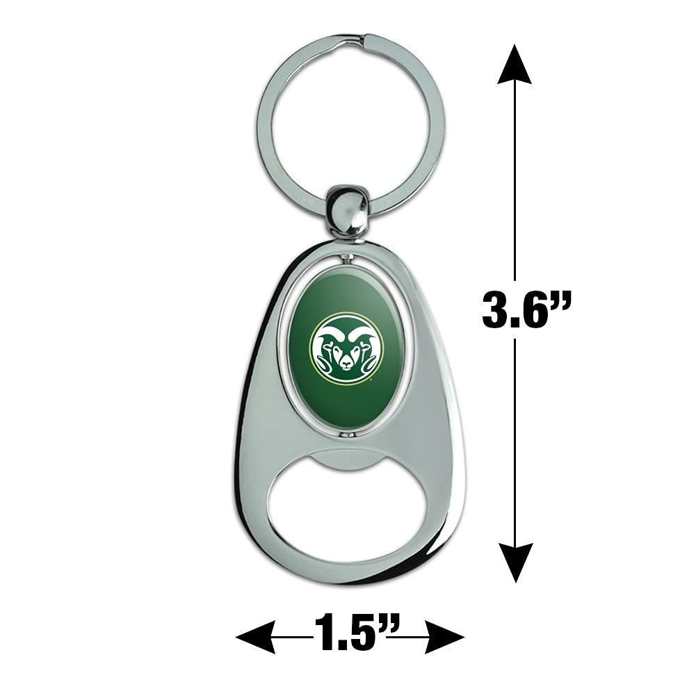 Graphics More Colorado State Primary Logo Keychain Chrome Metal Spinning Oval Bottle Opener