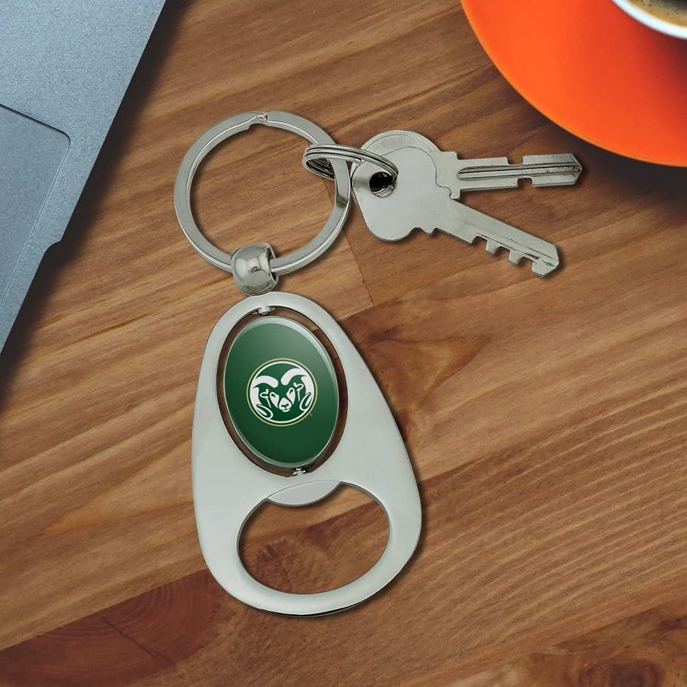 Graphics More Colorado State Primary Logo Keychain Chrome Metal Spinning Oval Bottle Opener