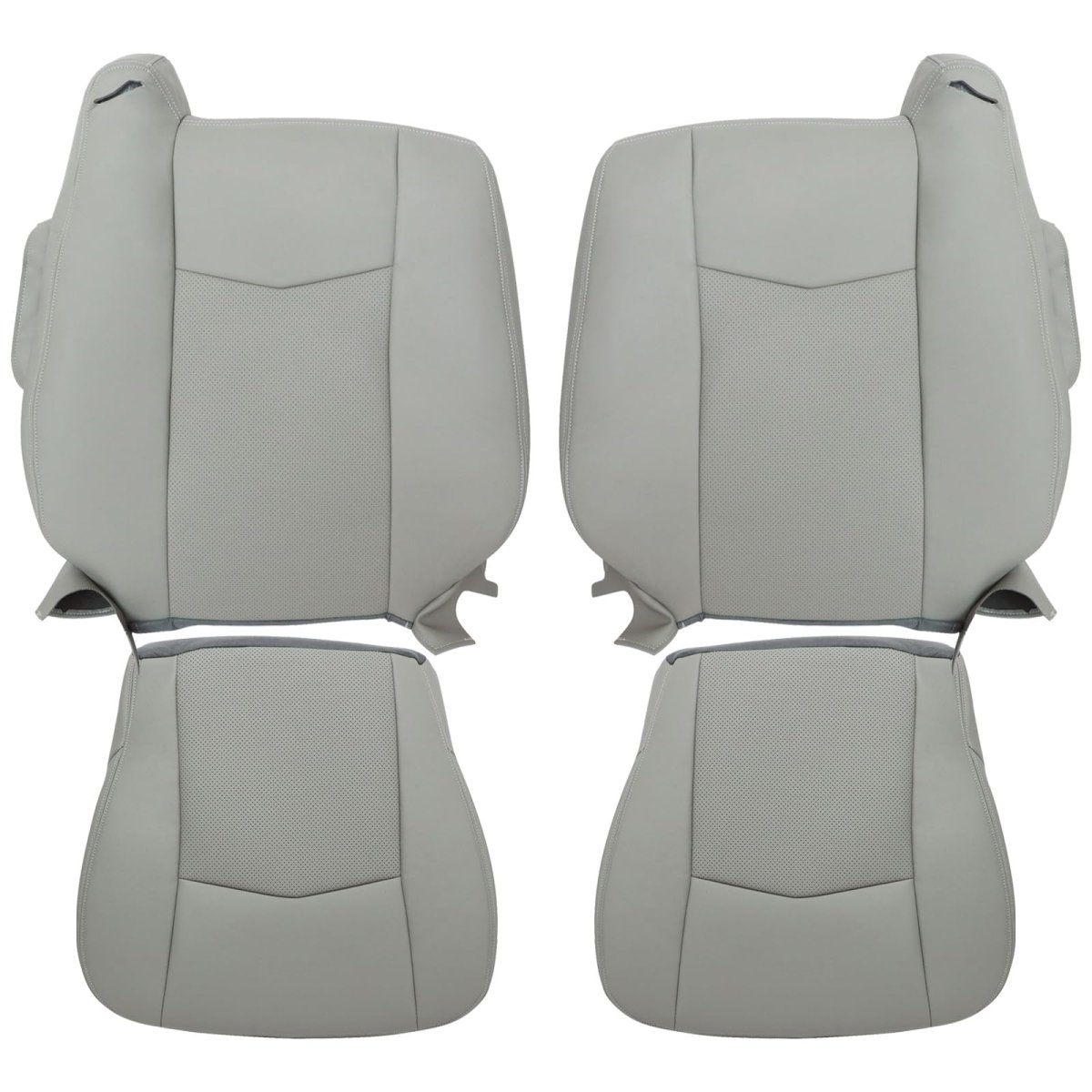 Front Driver And Passenger Side Perforated Microfiber Leather Seat Covers Gray For Cadillac Srx 2003 2004 2005 2006 2007 2008