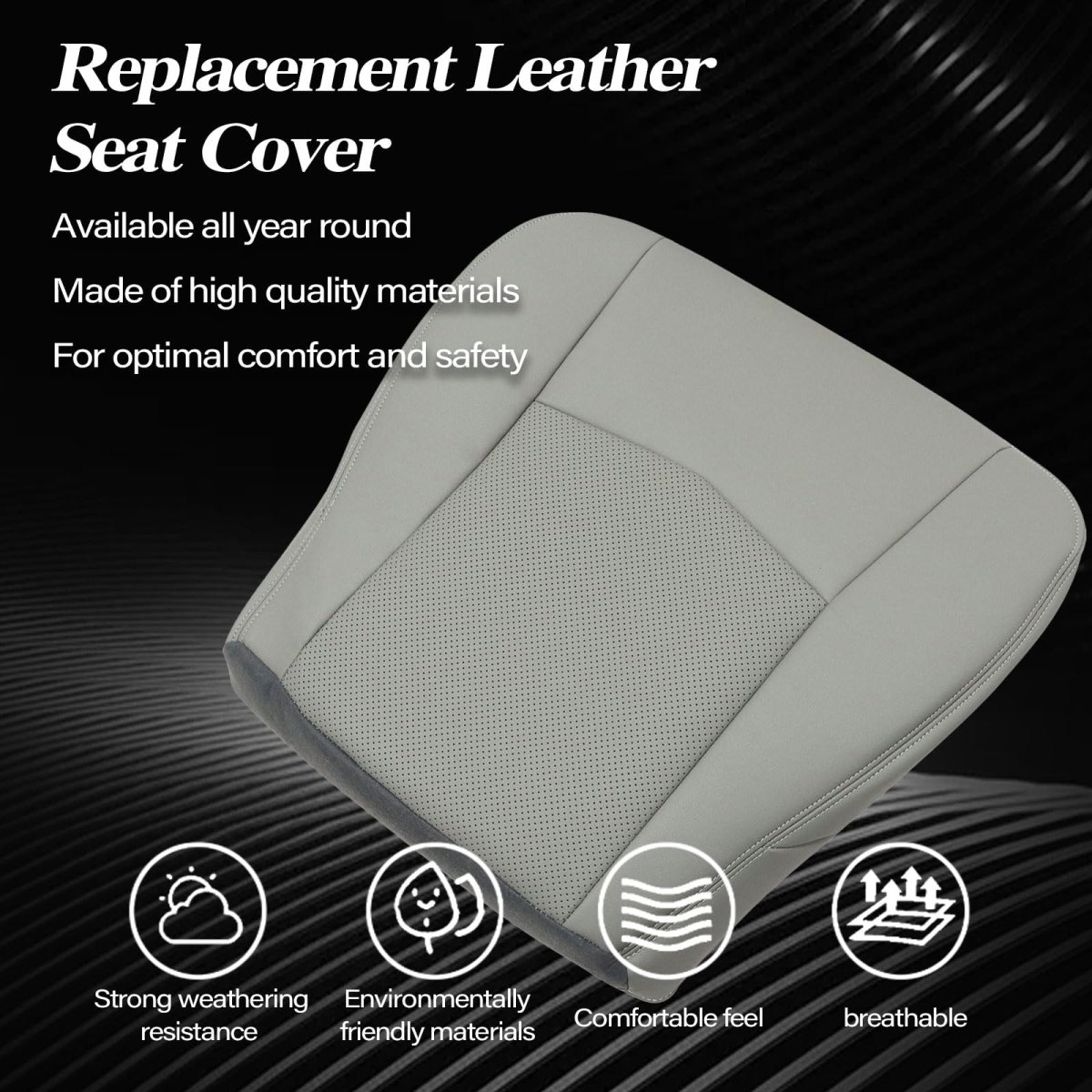 Front Driver And Passenger Side Perforated Microfiber Leather Seat Covers Gray For Cadillac Srx 2003 2004 2005 2006 2007 2008
