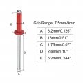 Uxcell Aluminum Blind Rivets 3 2mm X 13mm 1 8 33 64 Open End Rivet Flat Round Head For Joining Metal Plate Leather Red 200 Pcs