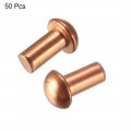 Uxcell 50 Pcs 13 64 X 25 Round Head Copper Solid Rivets Fasteners