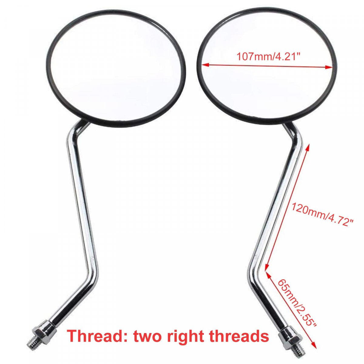 8mm Black Round Rearview Mirror For 50cc 70cc 90cc 110cc 125cc 150cc 200cc 250cc Atv Quad Scooter Motorcycle Pit Dirt Bike