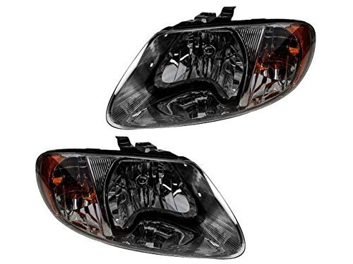 Headlight Assembly Set Of 2 For 2001 To 2007 Dodge Grand Caravan Direct Fit Replacement Dot And Sae Compliant Waterproof Amber
