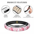 Pink Teapot Printed Steering Wheel Covers Elastic Car Cover Anti-slip Protector Universal 15 Inch Accessories