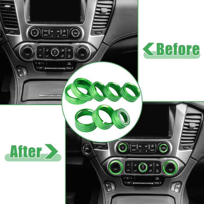 8 Pcs Aluminum Alloy Ac Radio Switch Knob Cover For Chevy Silverado Gmc Sierra 2014-2018 Air Conditioner Decor Green