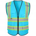 Evershare Blue Safety Vest Reflective High Visibility With 5 Pockets And Zipper Class 2 For Men Women Unisex Fluorescent 