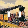 Art Plates Double Gang Toggle Decorative Metal Wall Plate Currier And Ives Express Train 