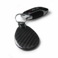 Ipick Image Compatible With Jeep Rubicon Wrangler Real Black Carbon Fiber Leather Strap Large Tear Drop Key Chain