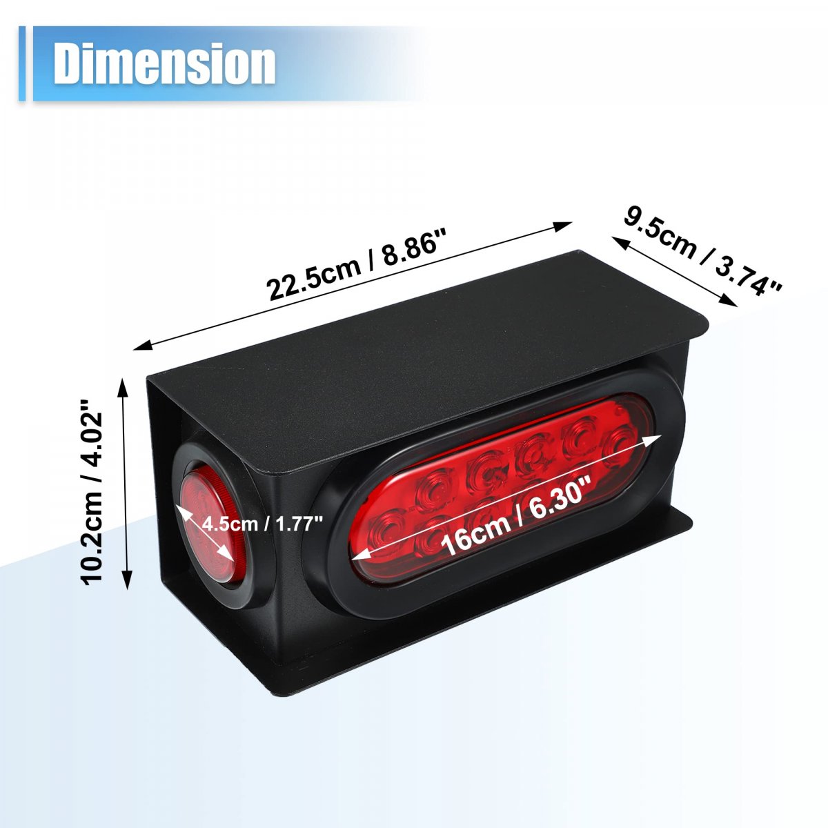 2 Pcs Trailer Light Steel Boxes Housing Welded Mount With 6 Inch Led Oval Tail Red Round Side For Truck Waterproof