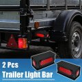 2 Pcs Trailer Light Steel Boxes Housing Welded Mount With 6 Inch Led Oval Tail Red Round Side For Truck Waterproof
